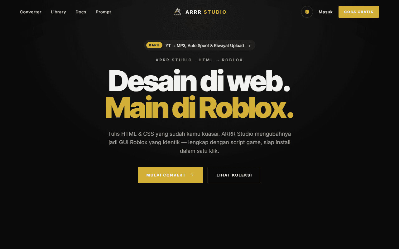 ARRR Studio — HTML to Roblox UI Converter